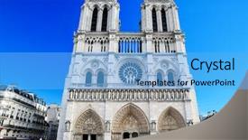  Presentation with notre dame paris france - Slide set enhanced with notre dame cathedral paris france background and a light blue colored foreground