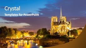  Presentation with notre dame paris france - Theme with notre dame cathedral with paris background and a teal colored foreground