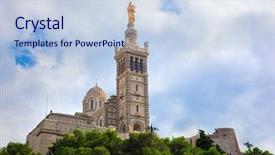  Presentation with notre dame - Amazing PPT theme having notre dame de la garde backdrop and a light blue colored foreground