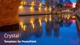  Presentation with notre dame paris france - Presentation theme featuring notre-dame-de-paris-cathedral background and a ocean colored foreground