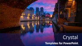  Presentation with notre dame paris france - Cool new slide set with notre-dame-de-paris-cathedral backdrop and a navy blue colored foreground