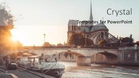  Presentation with notre dame paris france - Colorful presentation theme enhanced with notre-dame-de-paris-france backdrop and a sky blue colored foreground