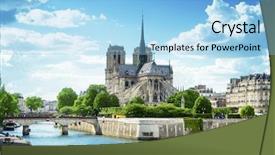  Presentation with notre dame paris france - Slide set consisting of notre dame de paris france background and a light blue colored foreground