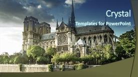  Presentation with notre dame paris france - Amazing presentation design having notre dame de paris france backdrop and a ocean colored foreground