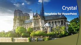  Presentation with notre dame paris france - Presentation theme with notre dame de paris france background and a ocean colored foreground