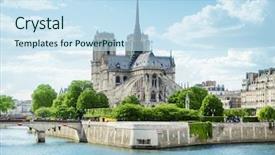 Presentation with notre dame paris france - Slides with notre dame de paris france background and a sky blue colored foreground