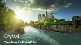  Presentation with notre dame paris france - Beautiful presentation theme featuring notre dame de paris france backdrop and a ocean colored foreground