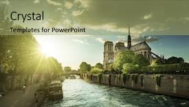  Presentation with notre dame paris france - Slide deck with notre dame de paris france background and a mint green colored foreground