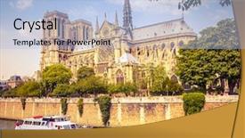  Presentation with church building - Presentation theme featuring notre dame de paris paris background and a light blue colored foreground