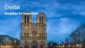  Presentation with church building - Presentation theme having notre dame de paris background and a teal colored foreground