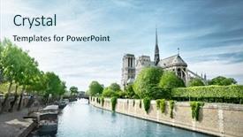  Presentation with church building - Colorful PPT layouts enhanced with notre dame de paris backdrop and a sky blue colored foreground