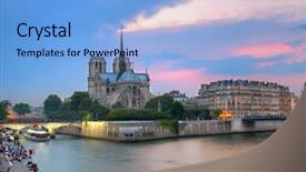  Presentation with church building - Cool new PPT theme with notre dame de paris backdrop and a light blue colored foreground