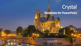  Presentation with church building - Theme with notre dame de paris background and a ocean colored foreground