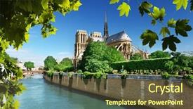  Presentation with notre dame paris france - Amazing PPT theme having notre dame paris france backdrop and a tawny brown colored foreground