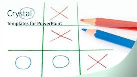  Presentation with game - Presentation theme enhanced with noughts and crosses game isolated on white background background and a cool aqua colored foreground