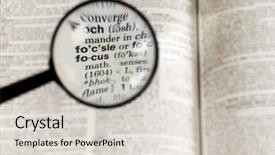  Presentation with magnifying glass - Slide deck consisting of noun - magnifying glass on the word background and a light gray colored foreground