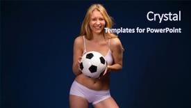  Presentation with soccer fitness - Slide deck with nourished - happy girl holding a soccer background and a  colored foreground