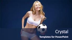  Presentation with soccer fitness - Colorful slide deck enhanced with nourished - happy girl holding a soccer backdrop and a  colored foreground