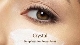  Presentation with eye care - Presentation theme enhanced with nourished - woman with cosmetic cream smear background and a lemonade colored foreground