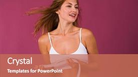  Presentation with fitness clothing - Slides with nourished - young beautiful blonde woman background and a  colored foreground