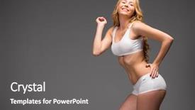  Presentation with fitness clothing - Cool new PPT theme with nourished - young beautiful blonde woman backdrop and a  colored foreground