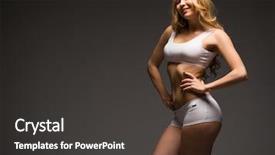 Presentation with fitness clothing - PPT layouts consisting of nourished - young beautiful blonde woman background and a  colored foreground
