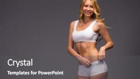  Presentation with fitness clothing - Slide deck featuring nourished - young beautiful blonde woman background and a dark gray colored foreground