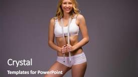  Presentation with fitness clothing - Presentation theme featuring nourished - young beautiful blonde woman background and a  colored foreground