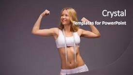  Presentation with fitness clothing - Beautiful slides featuring nourished - young beautiful blonde woman backdrop and a  colored foreground