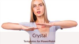  Presentation with fitness clothing - Amazing PPT theme having nourished - young beautiful blonde woman backdrop and a lemonade colored foreground