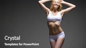  Presentation with fitness clothing - Theme having nourished - young beautiful blonde woman background and a dark gray colored foreground