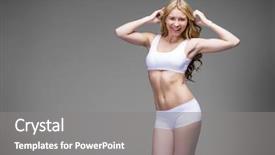  Presentation with fitness clothing - Slide deck consisting of nourished - young beautiful blonde woman background and a  colored foreground