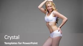  Presentation with fitness clothing - Amazing PPT theme having nourished - young beautiful blonde woman backdrop and a  colored foreground