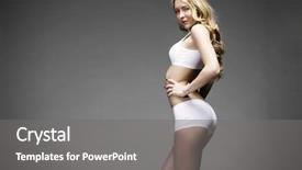  Presentation with fitness clothing - Theme enhanced with nourished - young beautiful blonde woman background and a  colored foreground