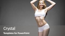  Presentation with fitness clothing - Colorful theme enhanced with nourished - young beautiful blonde woman backdrop and a  colored foreground