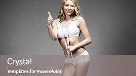  Presentation with fitness clothing - Colorful slide deck enhanced with nourished - young beautiful blonde woman backdrop and a  colored foreground