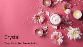  Presentation with cream - Presentation theme enhanced with jar of body cream background and a coral colored foreground