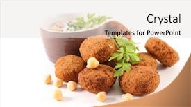  Presentation with porch of falafel - Colorful slide deck enhanced with nourish - falafel on wood background backdrop and a sky blue colored foreground