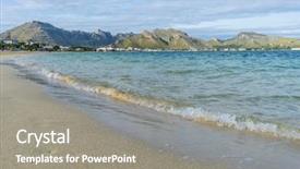  Presentation with seashore - Beautiful PPT theme featuring nouse - mallorca beach with stormy sky backdrop and a  colored foreground