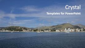  Presentation with seashore - Audience pleasing PPT theme consisting of nouse - mallorca beach with stormy sky backdrop and a  colored foreground