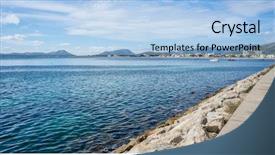  Presentation with calm sea - Audience pleasing PPT theme consisting of nouse - promenade with calm sea backdrop and a  colored foreground