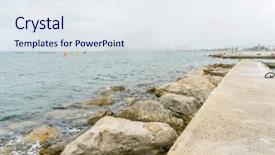  Presentation with types of rocks - PPT theme consisting of nouse - rocks by the mediterranean sea background and a  colored foreground