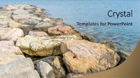  Presentation with rocks mineral - Slides having nouse - rocks by the mediterranean sea background and a  colored foreground