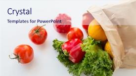  Presentation with healthy food - Beautiful PPT theme featuring nouvelle cuisine - cooking diet vegetarian food backdrop and a sky blue colored foreground