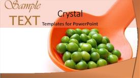  Presentation with peas - Slide deck featuring nouvelle cuisine - freshly steamed sweet peas background and a coral colored foreground