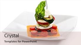  Presentation with mozzarella cheese - Amazing theme having nouvelle cuisine - insalata caprese - italian salad backdrop and a coral colored foreground