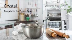  Presentation with bowl - Slides enhanced with nouvelle cuisine - mixing bowl with eggs background and a light gray colored foreground