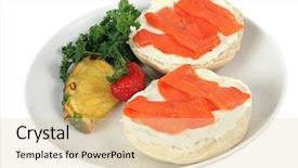  Presentation with bagel - Presentation having nova scotia - bagel with cream cheese background and a lemonade colored foreground