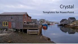  Presentation with fishing boats - PPT theme enhanced with nova scotia - peaceful quiet fishing town background and a light blue colored foreground