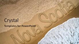  Presentation with nova scotia - Slides having nova scotia written on the beach background and a coral colored foreground